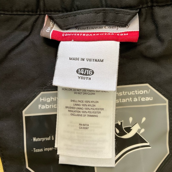 Columbia Youth 14/16 Convert Insulated WaterProof Ski Snowboard Pants Line Black - Picture 13 of 16